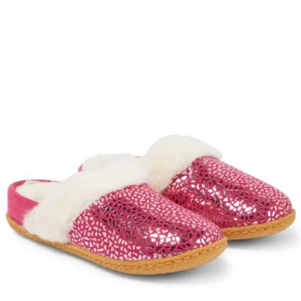 Sorel‎ Nakiska Slide II Faux Fur Slippers Youth Size 6/EU 38 - Cactus Pink - NWB